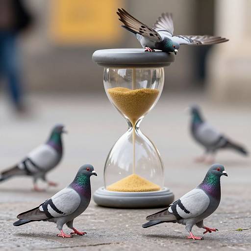 Pigeons with Hourglasses and Timeless Feathers
