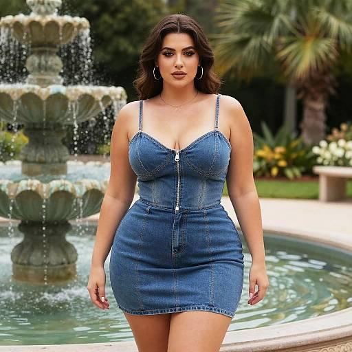 Lanky Woman in Denim Mini Dress