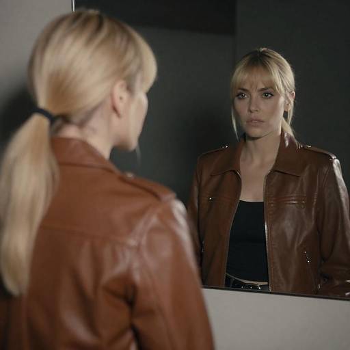 Reflective Portrait of a Blonde Woman