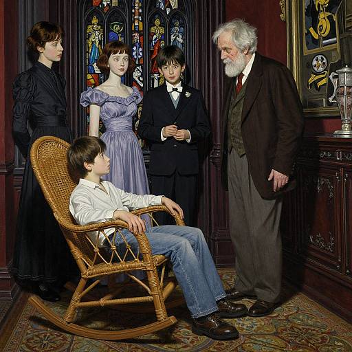 Neo-Gothic Scene of Boy and Old Man