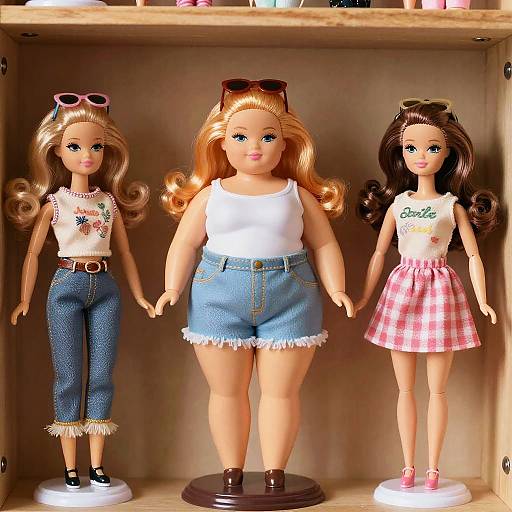 Obese Barbie Dolls Vintage Display