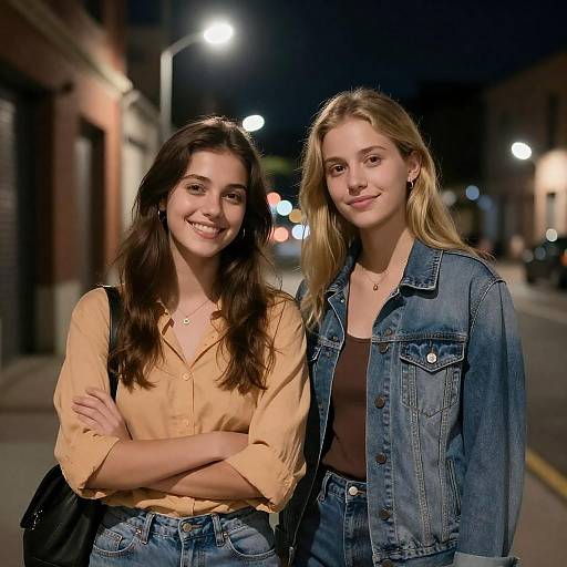 Nighttime Bond: Two Friends in Focus