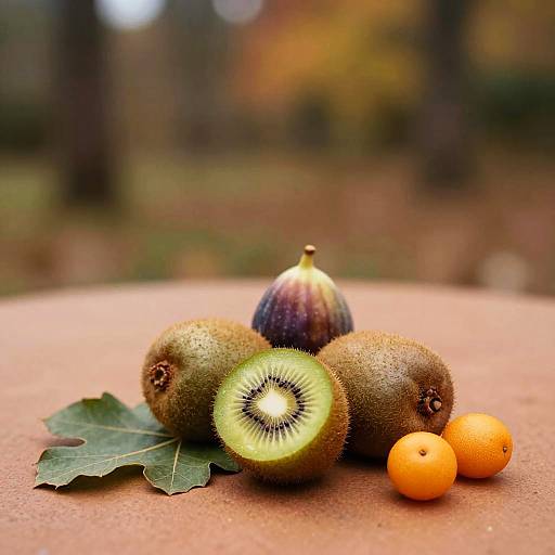 Still Life with Kiwis, Fig, and Kumquats