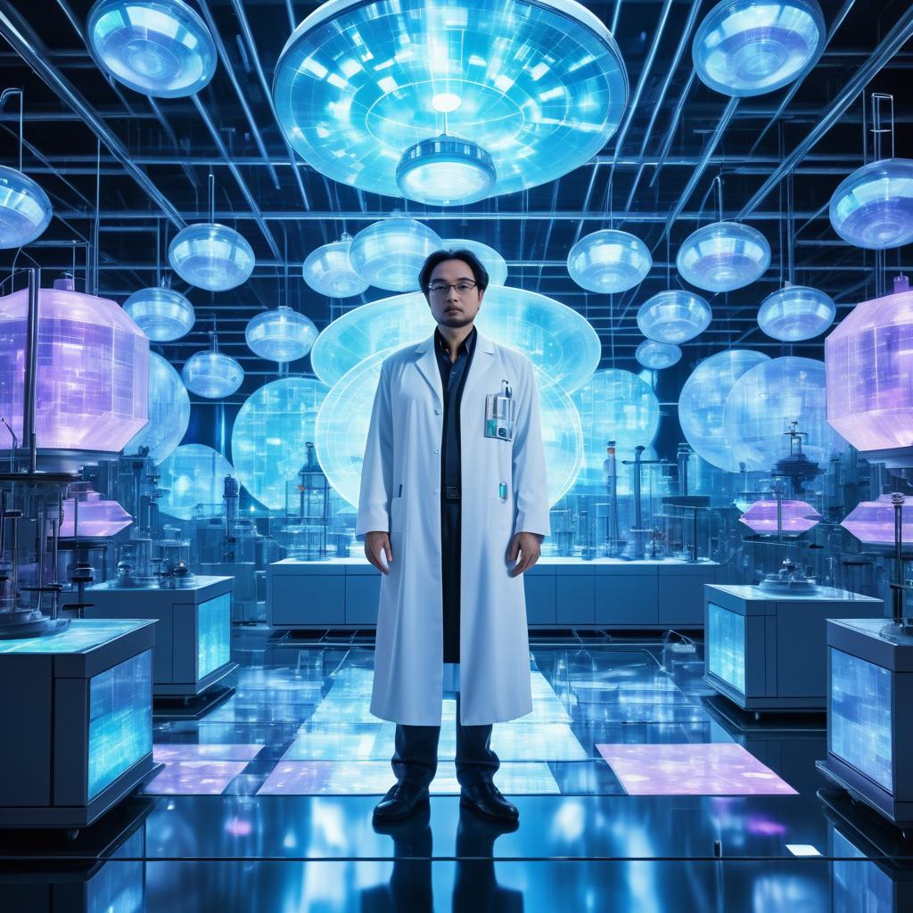 Mysterious Scientist in Futuristic Lab