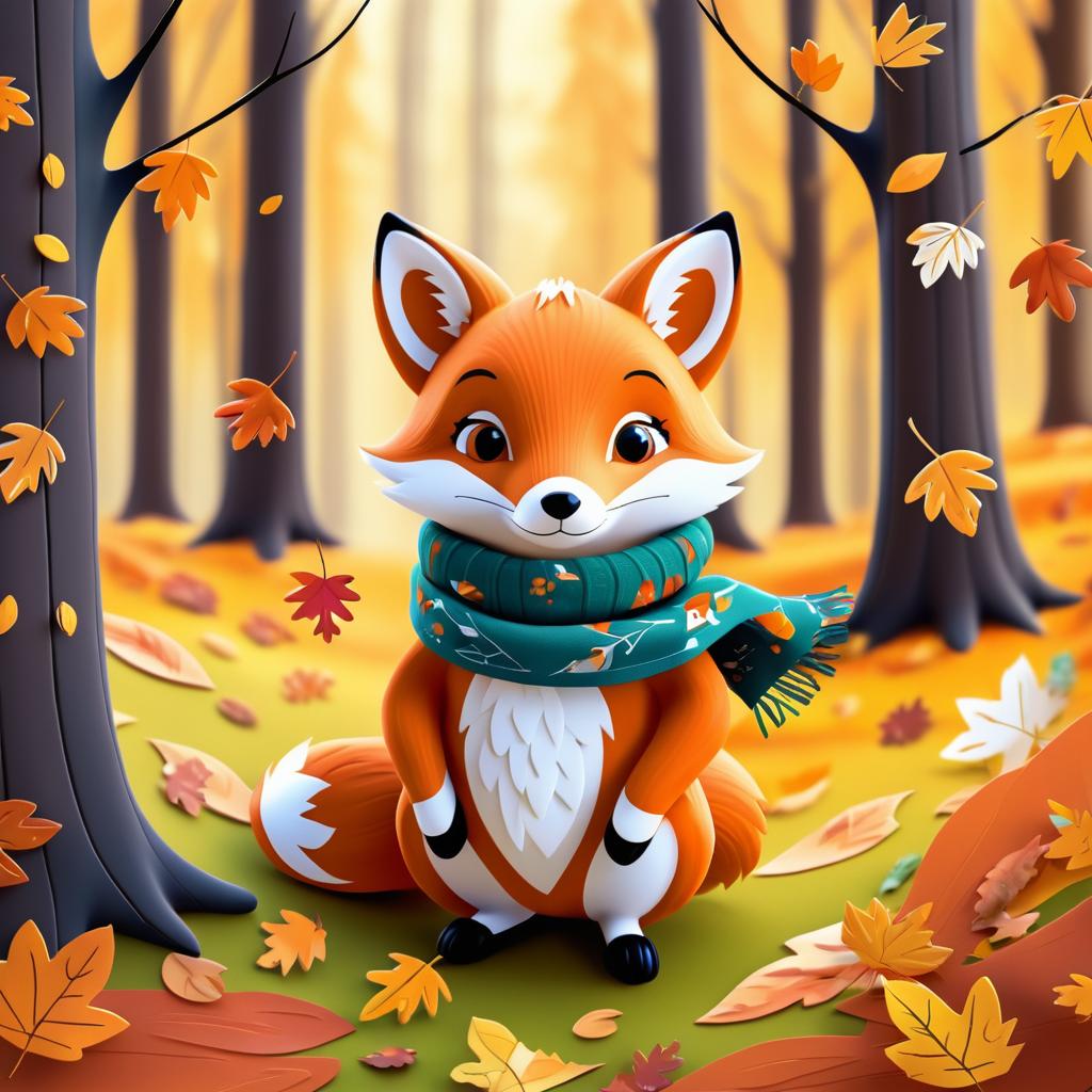 Whimsical Fox in a Cozy Autumn Forest