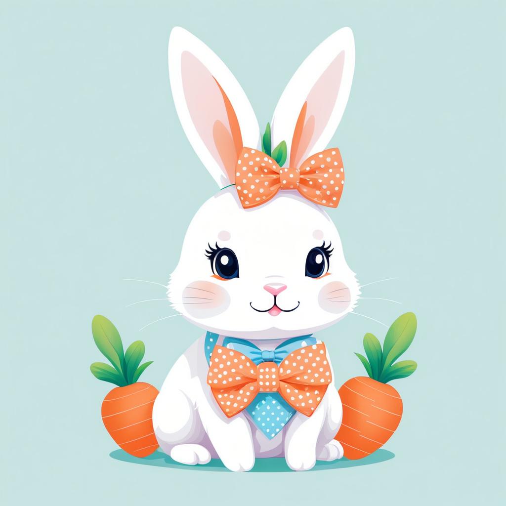 Adorable Isometric Rabbit Portrait Illustration