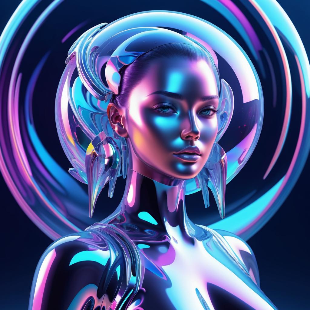 Futuristic Biomechanical Woman in 3D