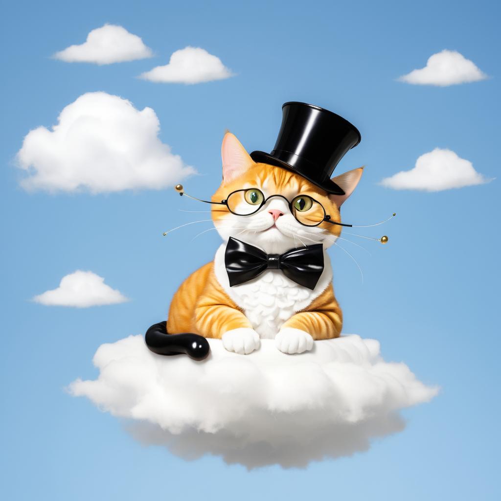 Whimsical Cat on a Cloud Adventure