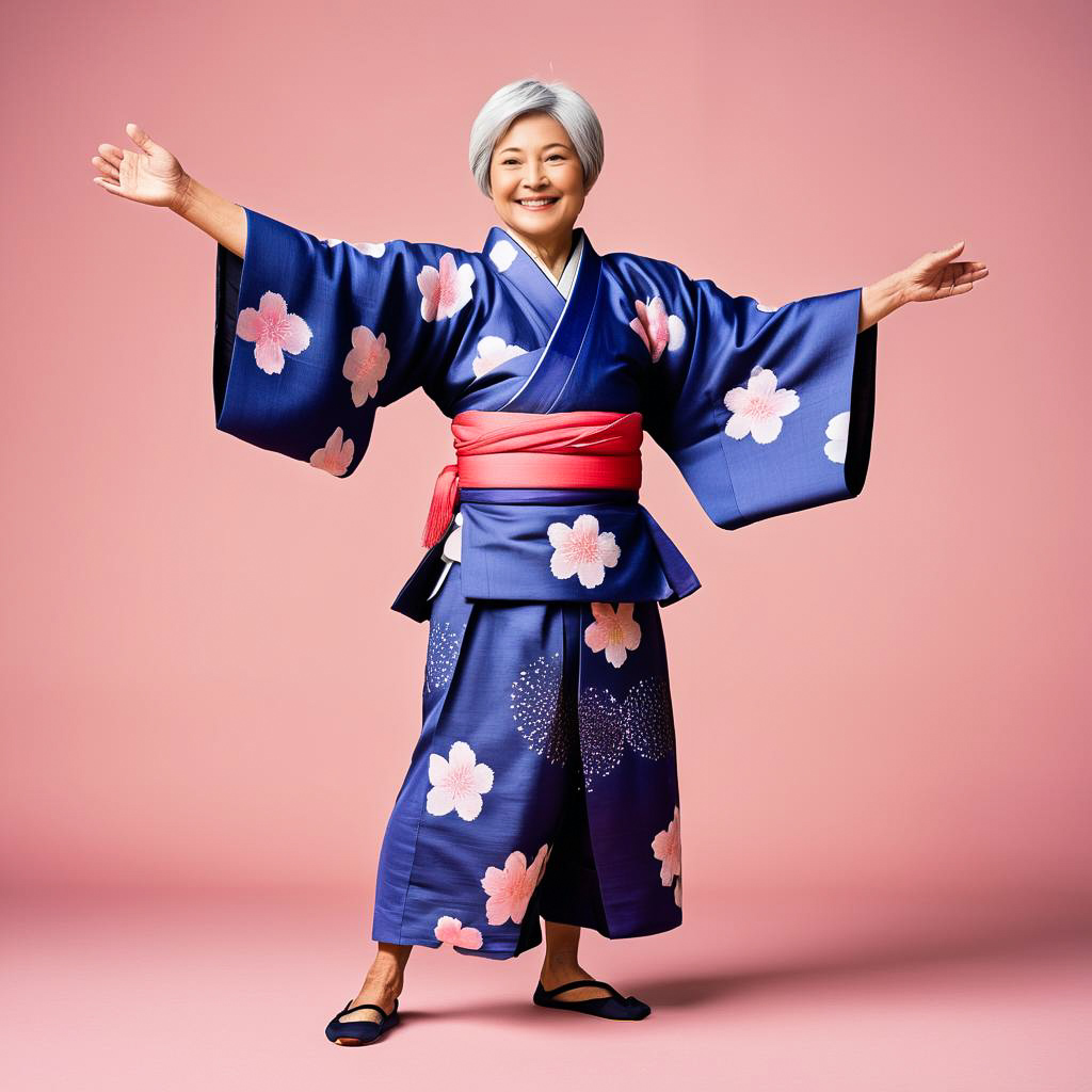 Cheerful Elderly Performer in Traditional Dress