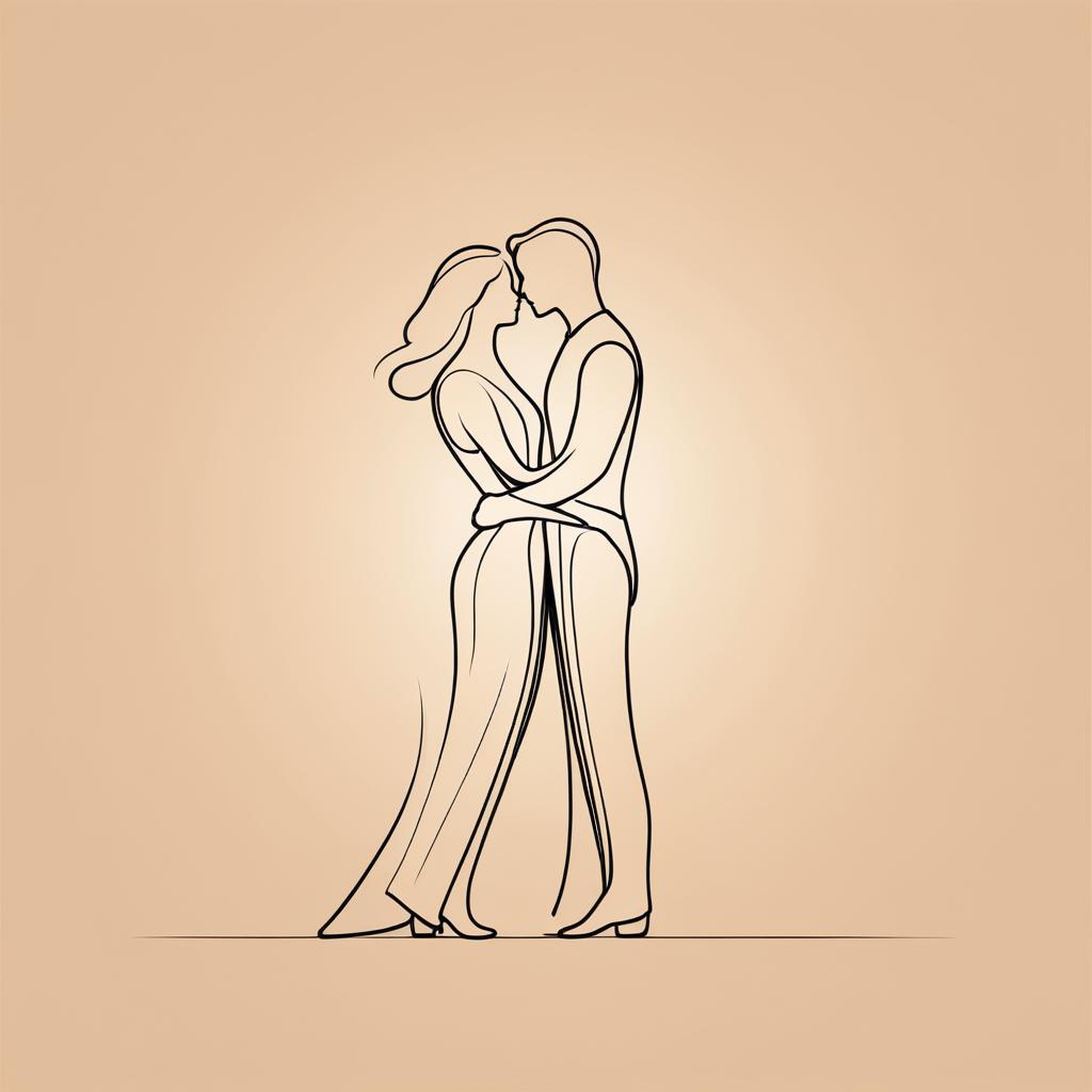 Elegant Minimalist Embrace in Line Art