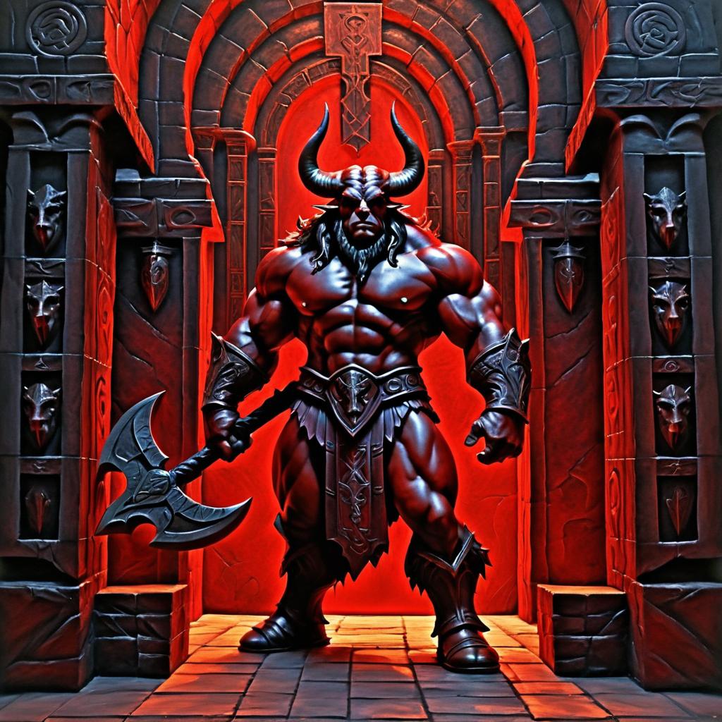 Epic Minotaur Guarding Labyrinth Entrance