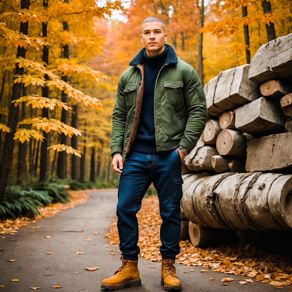 Autumn Fashion: Bold Young Man Portrait