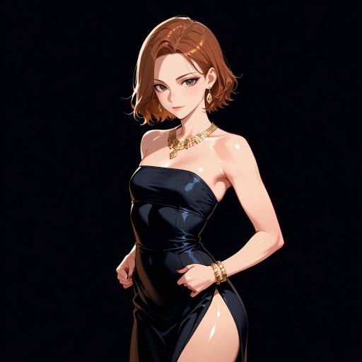 Elegant Cowgirl in Strapless Black Dress Elegant Cowgirl in Strapless Black Dress