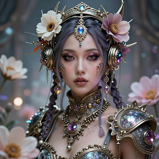 Astropunk Woman with Baroque Rococo