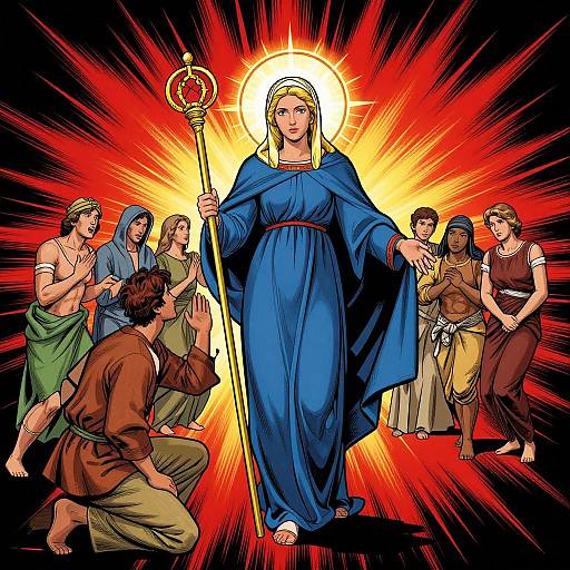 Divine Blessing in Vibrant Comic Style