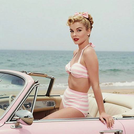 Retro Lauren Bacall Beach Pinup