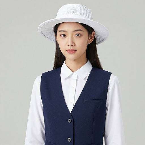 Woman in White Shirt and Blue Vest