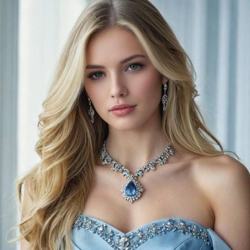Elegant Woman with Blue Sapphire Jewelry
