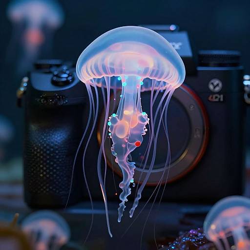 Surreal Neon Jellyfish Close-up