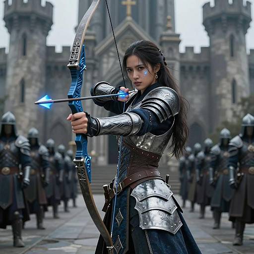 Fierce Female Archer in Dark Fantasy