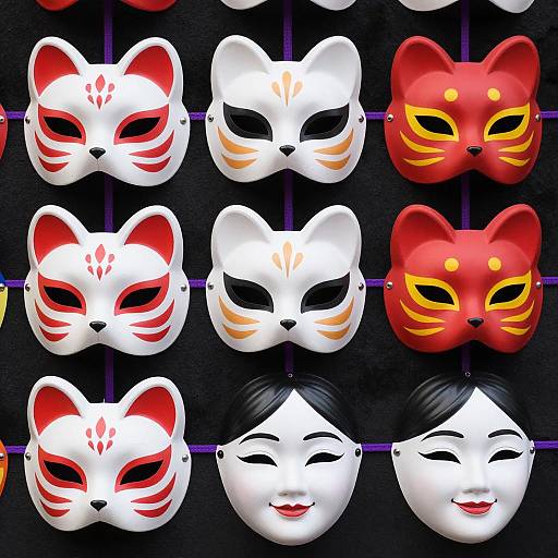 Colorful Traditional Masks Display