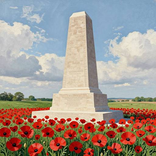 Thiepval Memorial with Red Poppies