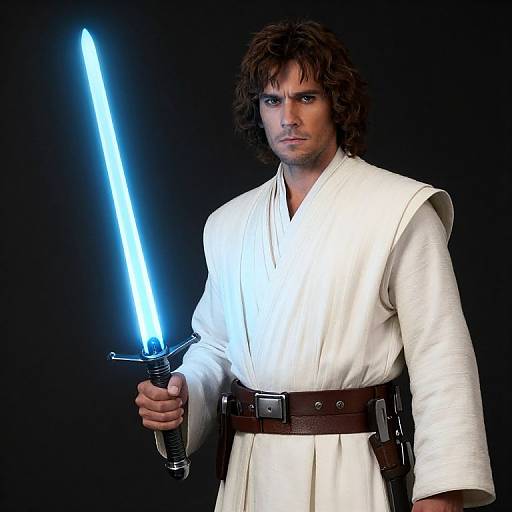 Male Star Wars Jedi with Blue Lightsaber