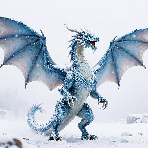 Majestic Frost Dragon Soaring Upward