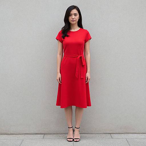 Woman in Vibrant Red Dress