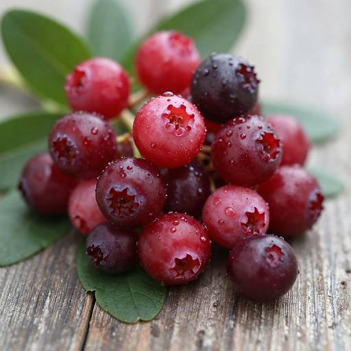 Fresh Lingonberries on Leaves
