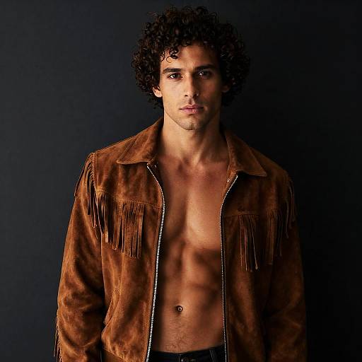 Man in Brown Suede Fringed Jacket