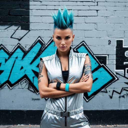 Futuristic Rebel Woman with Turquoise Mohawk