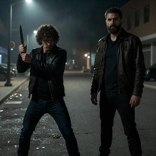 Smoky Nighttime Alley Knife Standoff