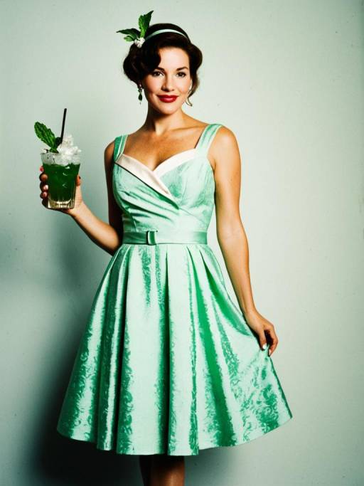 Woman in Mint Julep Dress Holding Drink