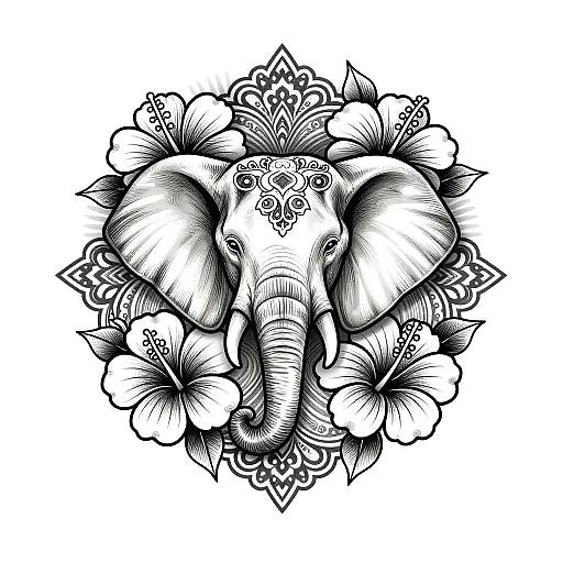 Symmetrical Elephant Head Tattoo Design