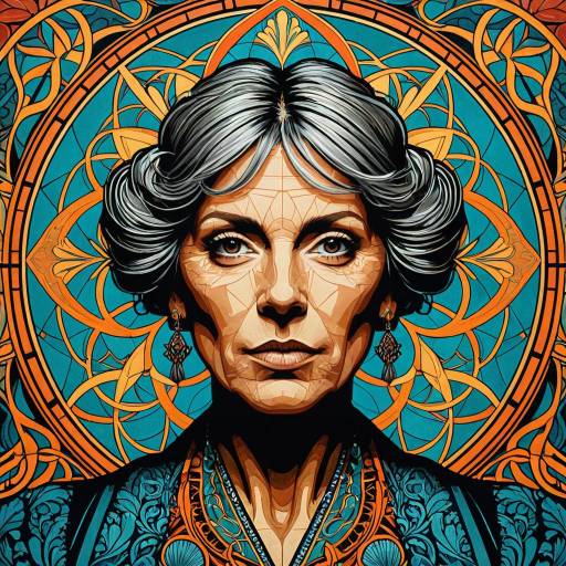 Hyperrealistic Woman Portrait with Art Nouveau Patterns