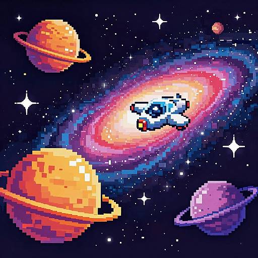 Retro Pixel Art Space Scene