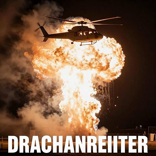 Helicopter Over Nighttime Explosion