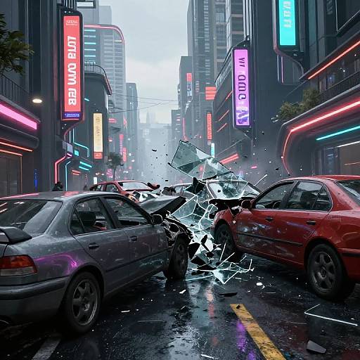 Futuristic Urban Crash Test Scene