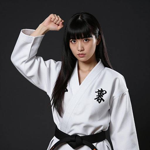 Karate Woman in Black Background