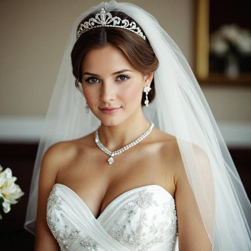 Elegant Bride in White Wedding Dress