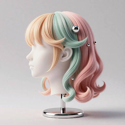 Modular Pastel Hairstyle with Chrome Accents