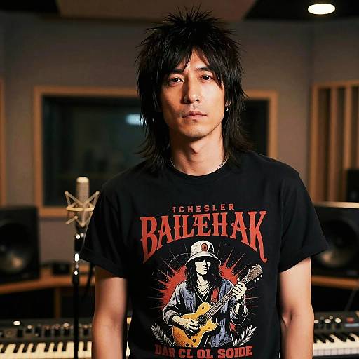 Rock Musician with Mullet Hairstyle