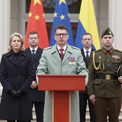Military Leaders Speaking at Podium