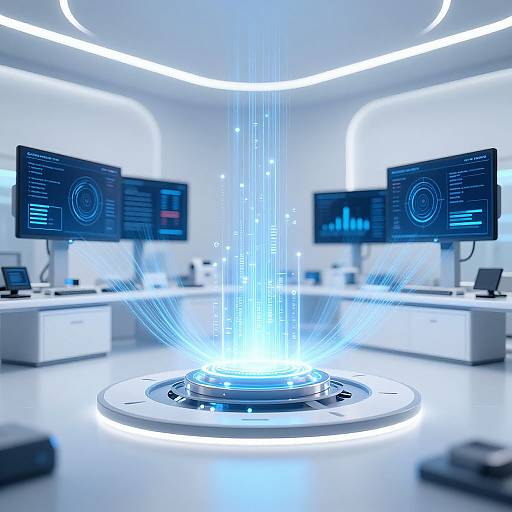 Futuristic AI Lab with Glowing Core