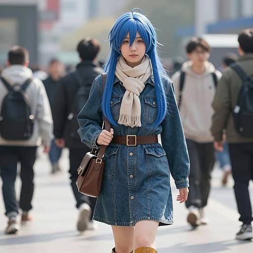 Urban Cosplay with Vivid Blue Hair