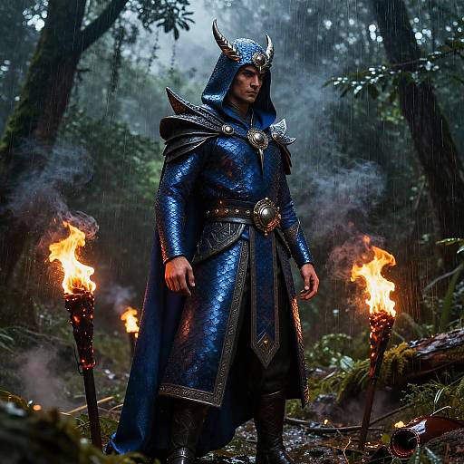 Blue-Cloaked Kushala Daora Storm Portrait