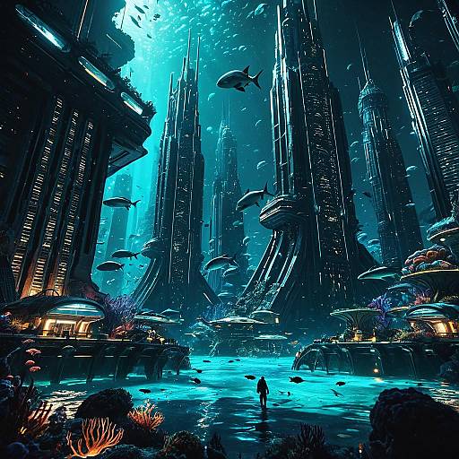 Futuristic Underwater Cityscape