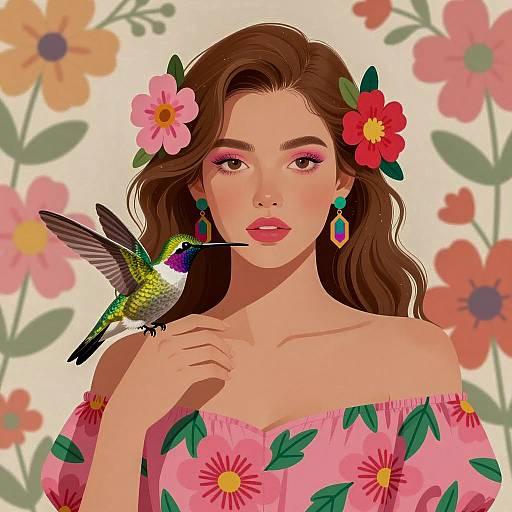 Vibrant Floral Portrait of a Woman