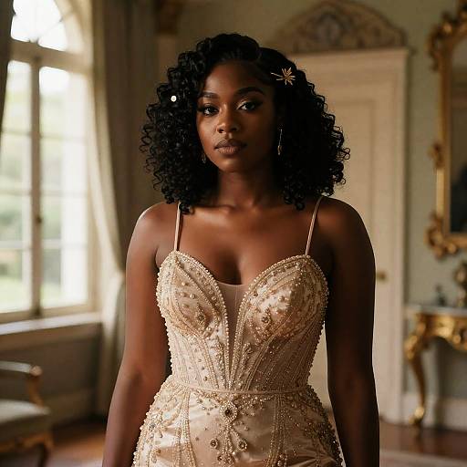 Black Trans Woman in Gilded Evening